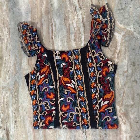 Women’s ANTHROPOLOGIE Eva Franco Florence embroidered corset top- Size Small - Picture 8 of 14